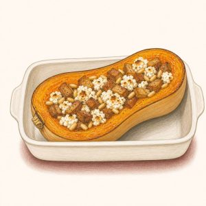 Butternut rôtie au chèvre (végétarienne)