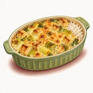 Gratin de poireaux au tofu